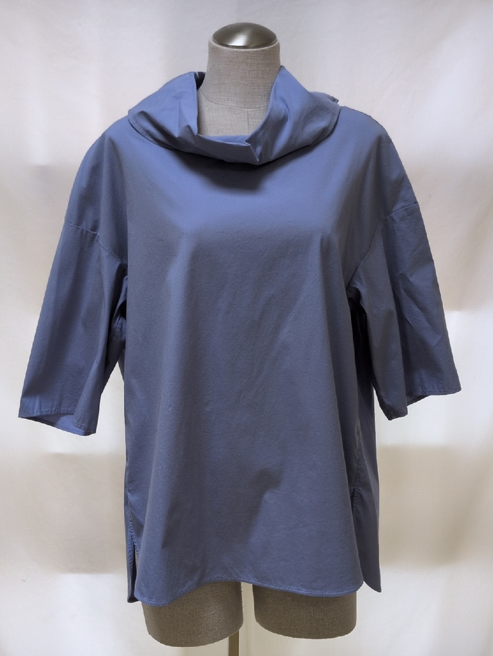 COS Blue Funnel Neck Relaxed Fit Tunic Top - Picture 5 of 11